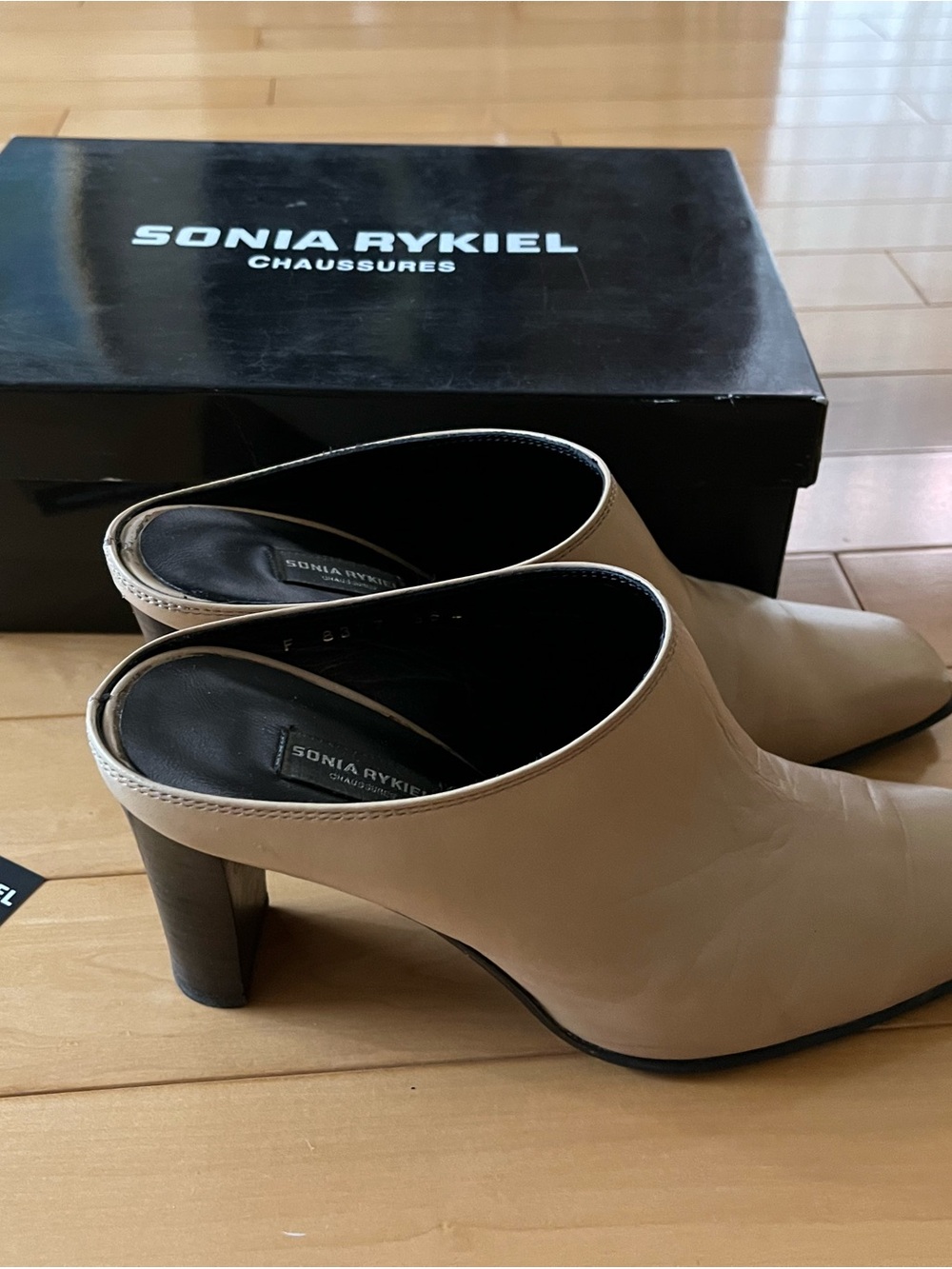 Sonia Rykiel Taupe Leather Slip-On Mule Heels